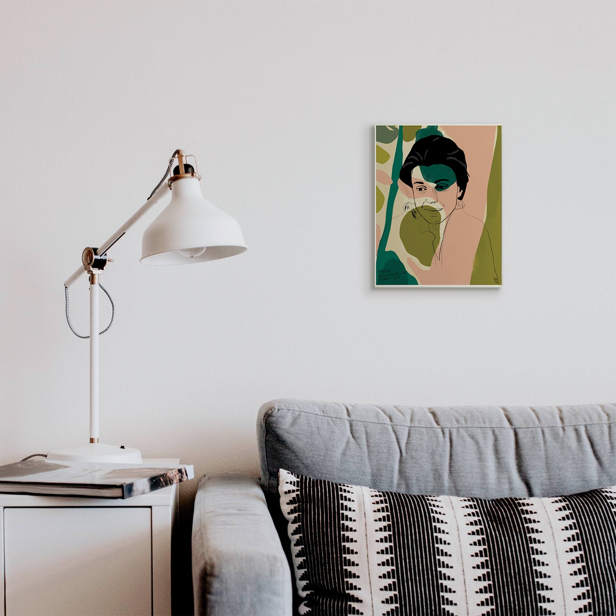 Stupell Industries Frankenthaler Painter Portrait Abstract Green Shapes Wall Plaque